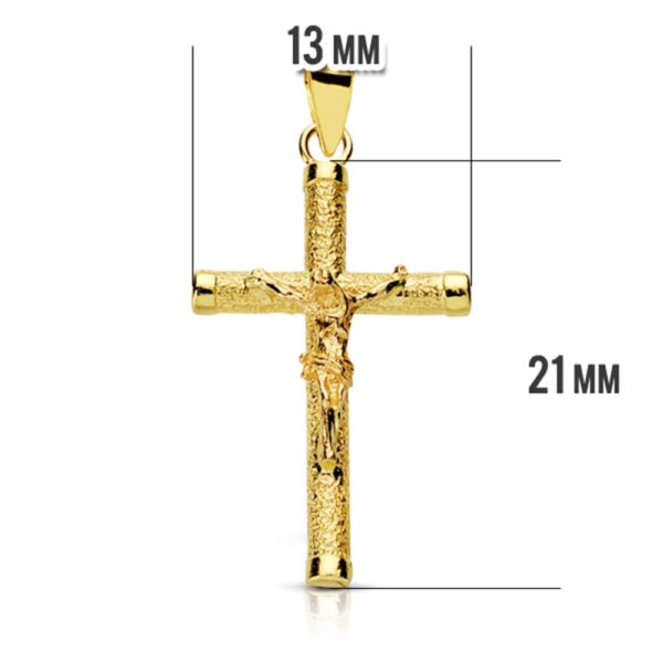 18K CRUZ ORO AMARILLO CRISTO HUECA DIAMANTADA 25X14 MM - Imagen 2