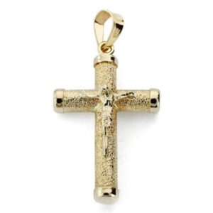 9K CRUZ ORO AMARILLO CRISTO 21X14X3 MM