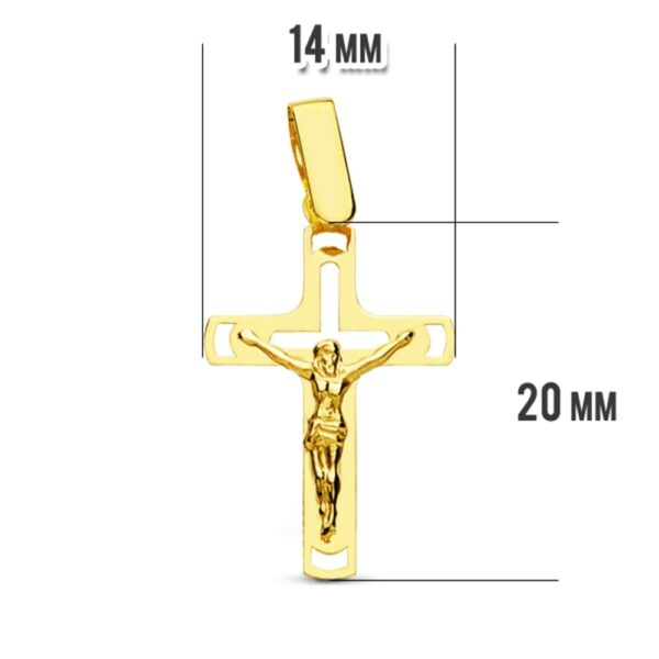 18K CRUZ ORO AMARILLO CON CRISTO CALADA LASER - Imagen 2