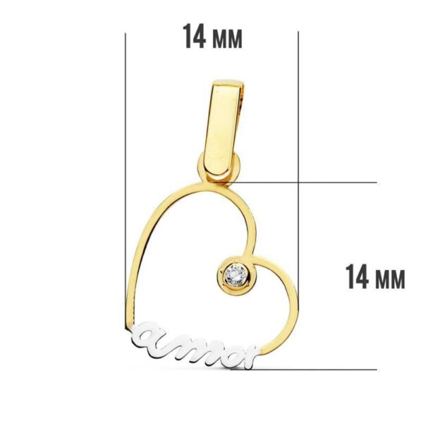 18K COLGANTE ORO AMARILLO CORAZON AMOR 14X14 MM - Imagen 2