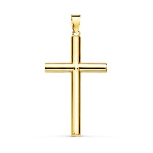 18K CRUZ ORO AMARILLO HUECA LISA 29X18 MM TUBO 3 MM