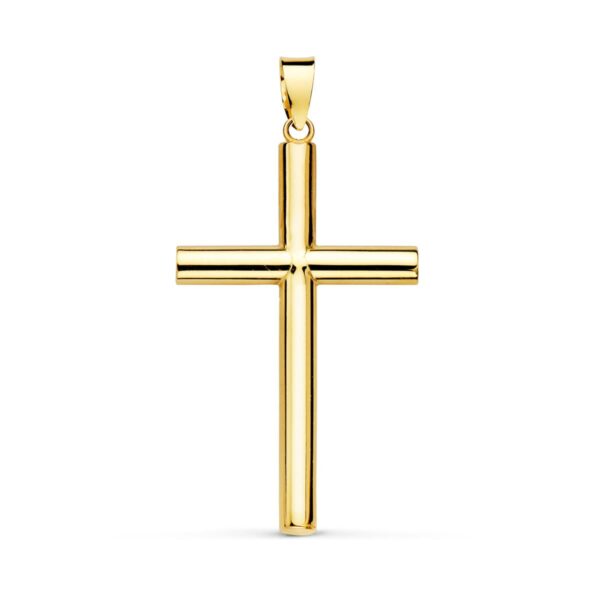 18K CRUZ ORO AMARILLO HUECA LISA 29X18 MM TUBO 3 MM