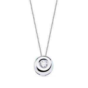 18K GARGANTILLA ORO BLANCO CHATON 5MM DIAMANTE 0,045 QTS. H-I CADENA 42CM