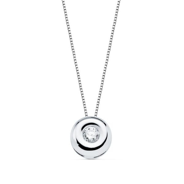 18K GARGANTILLA ORO BLANCO CHATON 5MM DIAMANTE 0,045 QTS. H-I CADENA 42CM