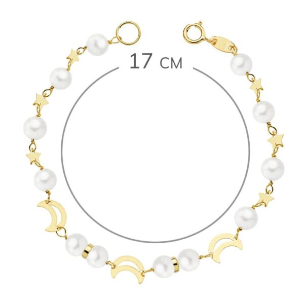 18K PULSERA ORO AMARILLO COMUNION PERLA 5 MM 17CM - Imagen 2