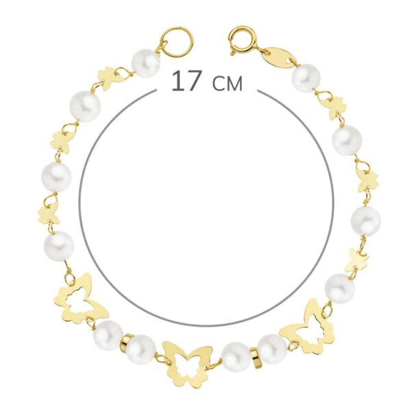18K PULSERA ORO AMARILLO COMUNION PERLA 5.5 MM 17CM - Imagen 2