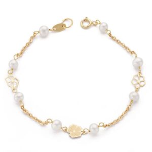 9K PULSERA ORO AMARILLO COMUNION PERLA CULTIVADA 4 MM. LARGO: 14 CM