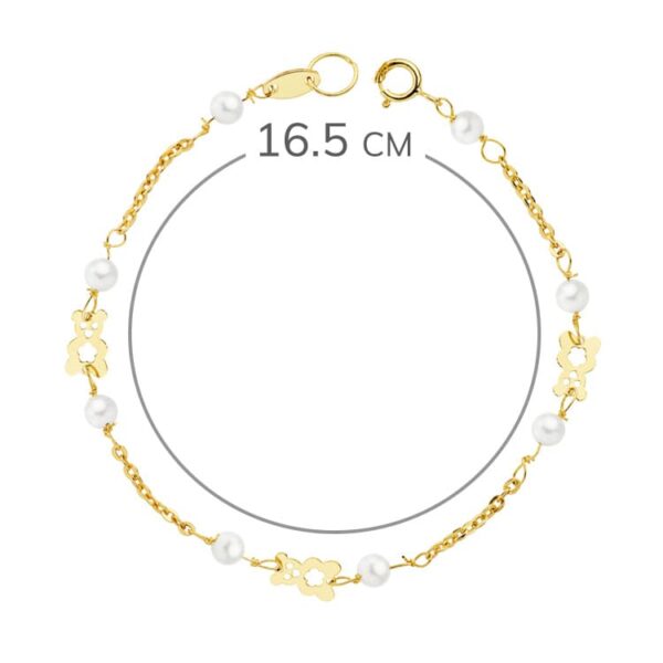 18K PULSERA ORO AMARILLO PERLAS Y OSO S. 16.5 CM - Imagen 2