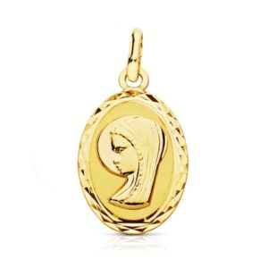 9K MEDALLA ORO AMARILLO VIRGEN NIÑA OVAL 20X12 MM