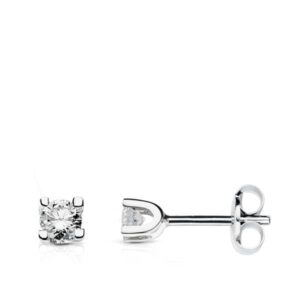 18K PENDIENTES ORO BLANCO CON DIAMANTES 2,5 MM TALLA BRILLANTE 0,120 QTS. SI-H CIERRE PRESION
