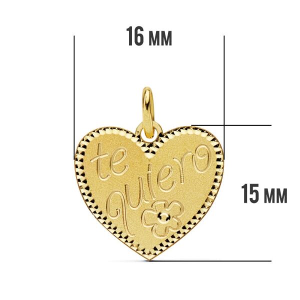 18K COLGANTE ORO AMARILLO CORAZON " TE QUIERO " 16X15 MM - Imagen 2