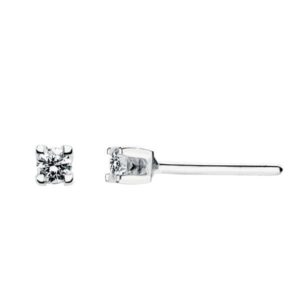 18K PENDIENTES DIAMANTES ORO BLANCO GARRAS 2,5 MM 0,09 QTS. SI-H CIERRE PRESION