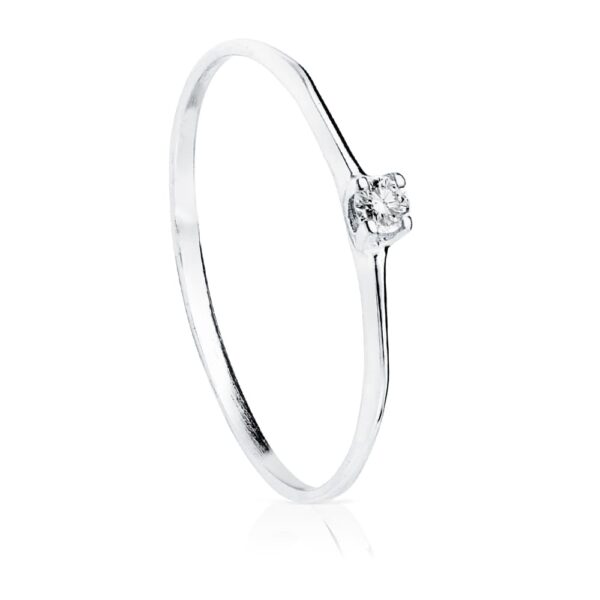18K SOLITARIO ORO BLANCO DIAMANTE 0,055 QTS. SI-H ANCHO: 3MM