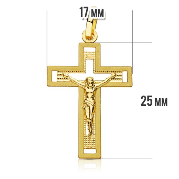 18K CRUZ ORO AMARILLO CON CRISTO TALLADA 28X17 MM - Imagen 2