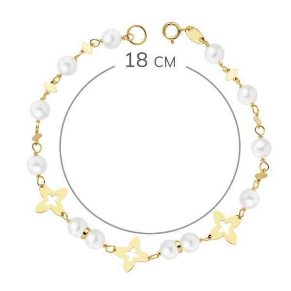 18K PULSERA ORO AMARILLO COMUNION PERLAS 5 MM 18CM - Imagen 2