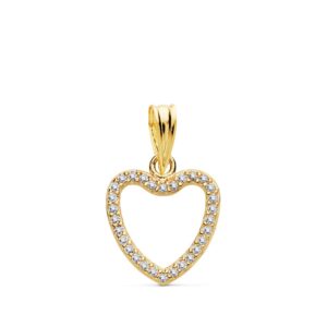 18K COLGANTE ORO AMARILLO CORAZON CIRCONITA 13X13 MM