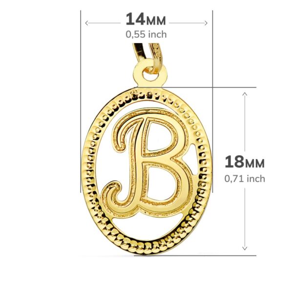 18K COLGANTE ORO AMARILLO INICIAL LETRA B 21X14 MM - Imagen 2