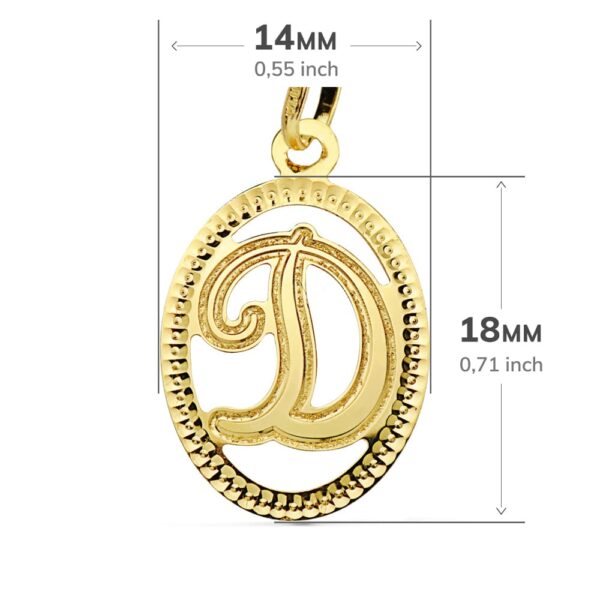 18K COLGANTE ORO AMARILLO INICIAL LETRA D 21X14 MM - Imagen 2
