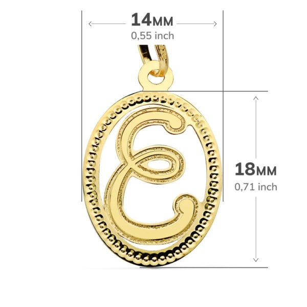 18K COLGANTE ORO AMARILLO INICIAL LETRA E. 21X14 MM - Imagen 2