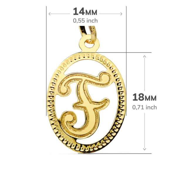 18K COLGANTE ORO AMARILLO INICIAL LETRA F 21X14 MM - Imagen 2