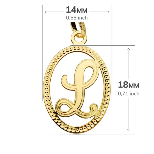 18K COLGANTE ORO AMARILLO INICIAL LETRA L 21X14 MM - Imagen 2