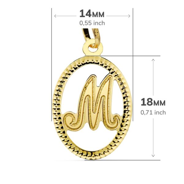 18K COLGANTE ORO AMARILLO INICIAL LETRA M. 21X14 MM - Imagen 2