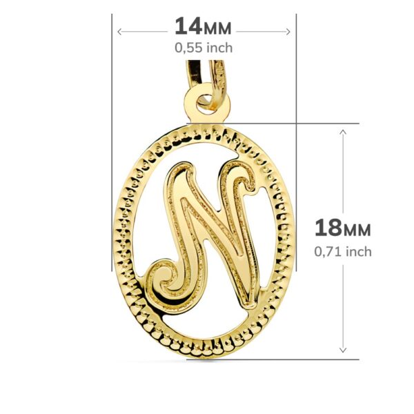 18K COLGANTE ORO AMARILLO INICIAL LETRA N 21X14 MM - Imagen 2