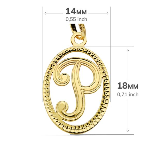 18K COLGANTE ORO AMARILLO INICIAL LETRA P 21X14 MM - Imagen 2