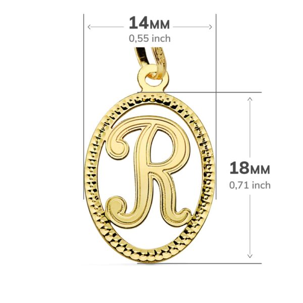 18K COLGANTE ORO AMARILLO INICIAL LETRA R 21X14 MM - Imagen 2