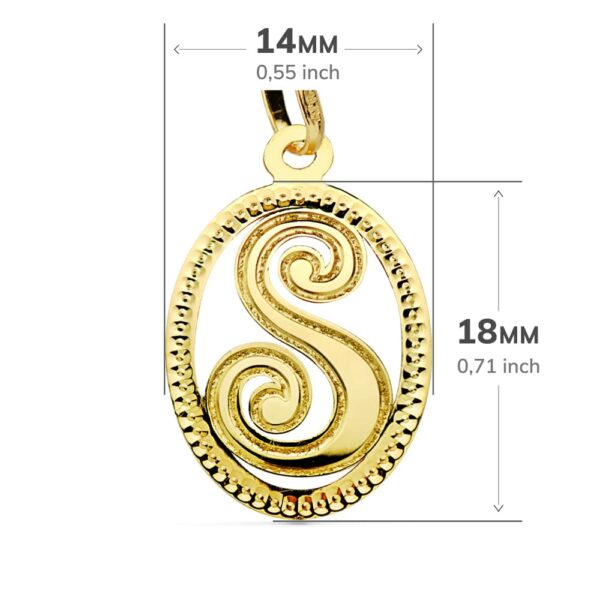 18K COLGANTE ORO AMARILLO INICIAL LETRA S 21X14 MM - Imagen 2