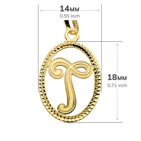 18K COLGANTE ORO AMARILLO INICIAL LETRA T 21X14 MM - Imagen 2