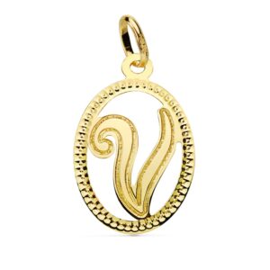 18K COLGANTE ORO AMARILLO INICIAL LETRA V 21X14 MM