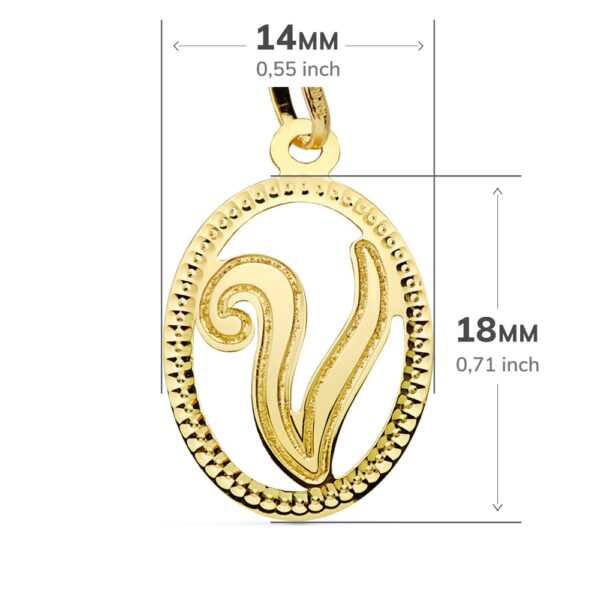 18K COLGANTE ORO AMARILLO INICIAL LETRA V 21X14 MM - Imagen 2
