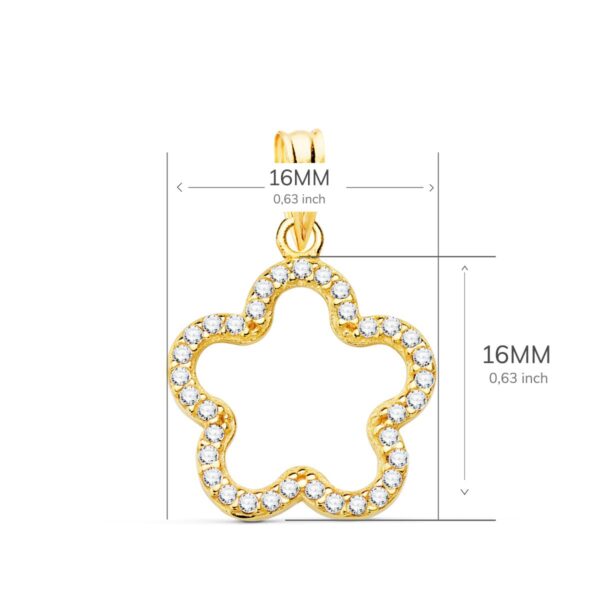 18K COLGANTE ORO AMARILLO FLOR CON CIRCONITA 16X16 MM - Imagen 2