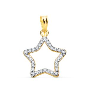 18K COLGANTE ORO BICOLOR ESTRELLA CON CIRCONITA 16X15 MM