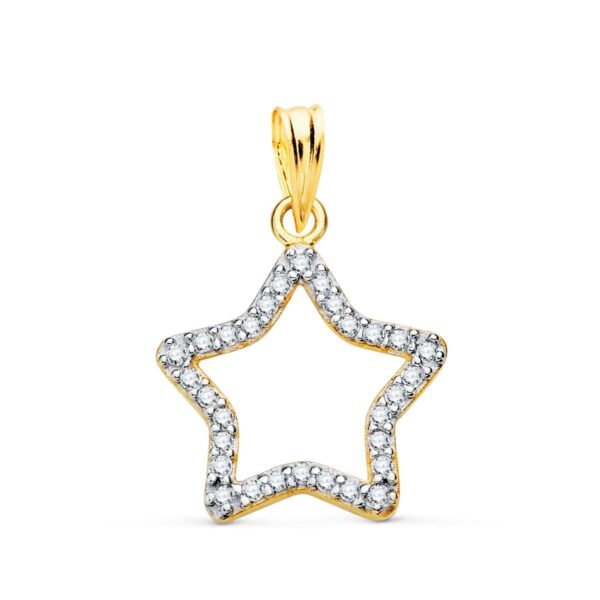 18K COLGANTE ORO BICOLOR ESTRELLA CON CIRCONITA 16X15 MM