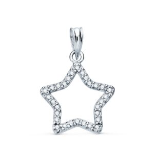 18K COLGANTE ORO BLANCO ESTRELLA CON CIRCONITA 16X15 MM