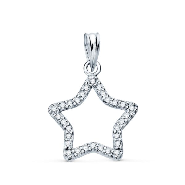 18K COLGANTE ORO BLANCO ESTRELLA CON CIRCONITA 16X15 MM