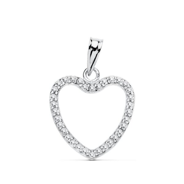 18K COLGANTE CORAZON ORO BLANCO CIRCONITA 16X16 MM