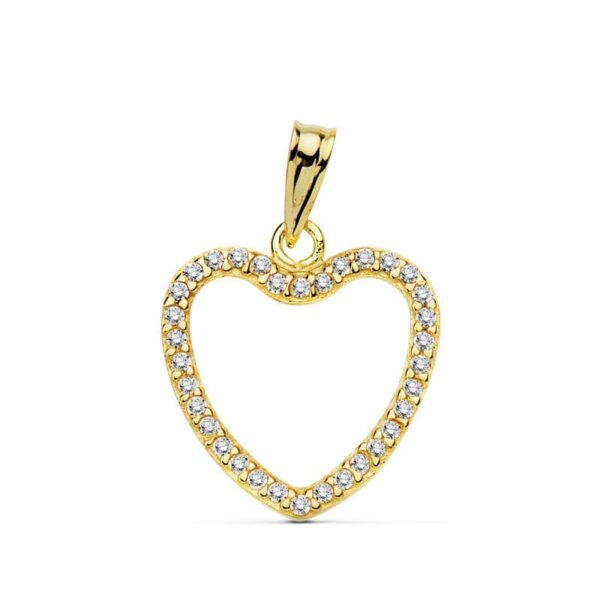 18K COLGANTE ORO AMARILLO CORAZON CIRCONITA 16X16 MM