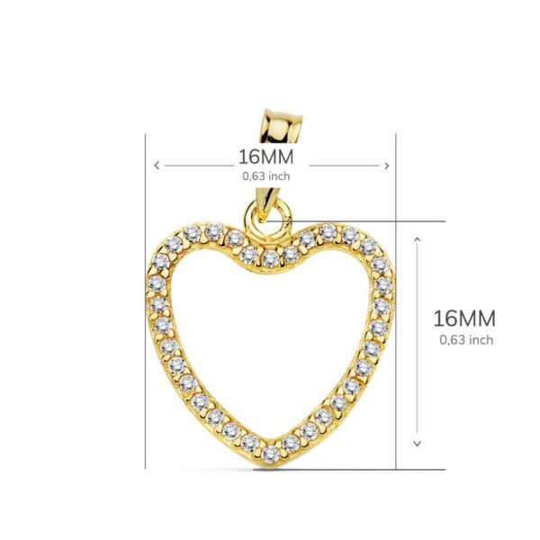 18K COLGANTE ORO AMARILLO CORAZON CIRCONITA 16X16 MM - Imagen 2