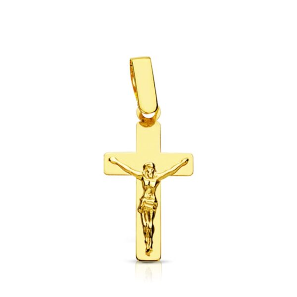 18K CRUZ ORO AMARILLO CON CRISTO PLANA 20X11 MM