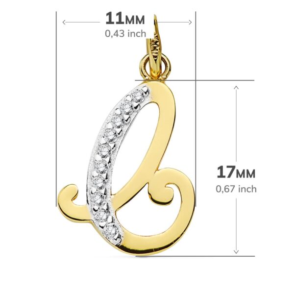 18K COLGANTE ORO BICOLOR LETRA C CIRCONITA 17X11 MM - Imagen 2