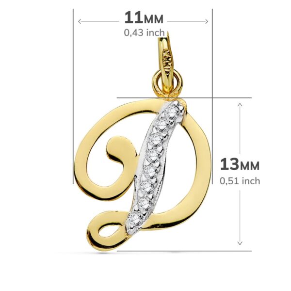 18K COLGANTE ORO BICOLOR LETRA D CIRCONITA 13X11 MM - Imagen 2