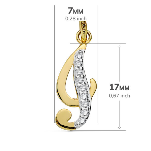 9K COLGANTE ORO AMARILLO LETRA I CIRCONITA 17X7 MM - Imagen 2