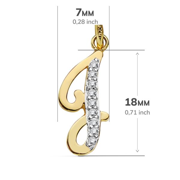 18K COLGANTE ORO BICOLOR LETRA J CIRCONITA 18X7 MM - Imagen 2