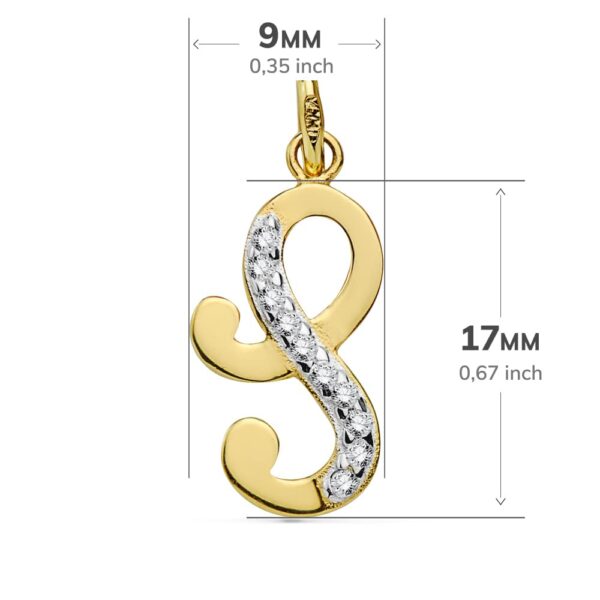18K COLGANTE ORO BICOLOR LETRA S CIRCONITA 17X9 MM - Imagen 2