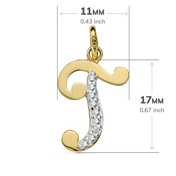 18K COLGANTE ORO BICOLOR LETRA T CIRCONITA 17X11 MM - Imagen 2