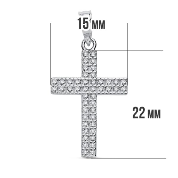 18K CRUZ ORO BLANCO CIRCONITA 24X15 MM - Imagen 2