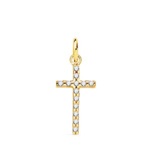 18K CRUZ ORO AMARILLO CIRCONITA 16X9 MM